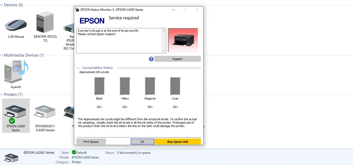 Epson L4260 Ink Pad Resetter Download Epson L4260 Adjustment Program