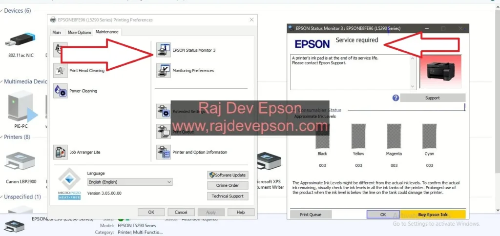 epson l5290 ink pad needs service
epson l5290 resetter adjustment program
